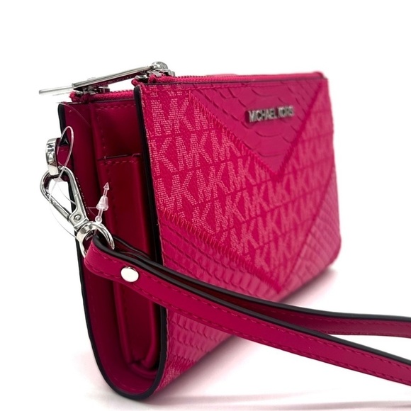 Michael Kors Double Zip Wallet Wristlet Electric Pink Multi (NWT) - Picture 2 of 9